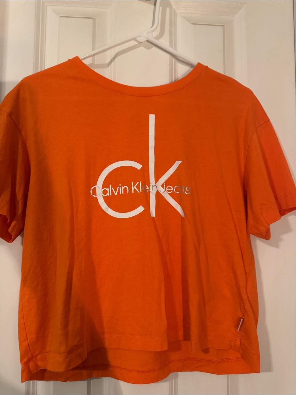 Calvin Klein Jeans Orange Logo Tee with White CK